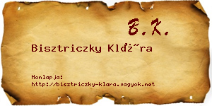 Bisztriczky Klára névjegykártya