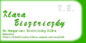klara bisztriczky business card